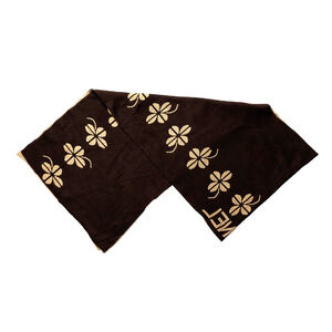 CHANEL Brown & Tan Reversible Scarf Botanical Floral Print